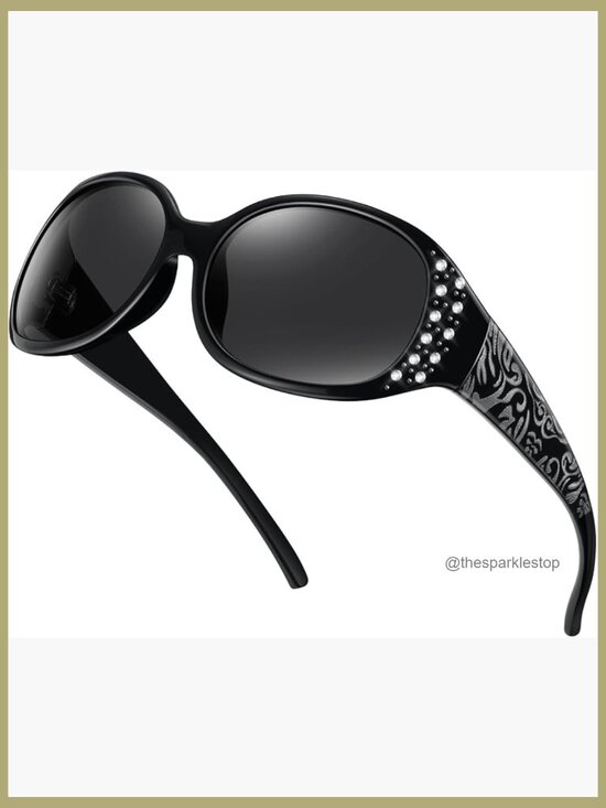 Polarized Sunglasses with Rhinestone Wrap Around Frame UV400 Protection main image 7